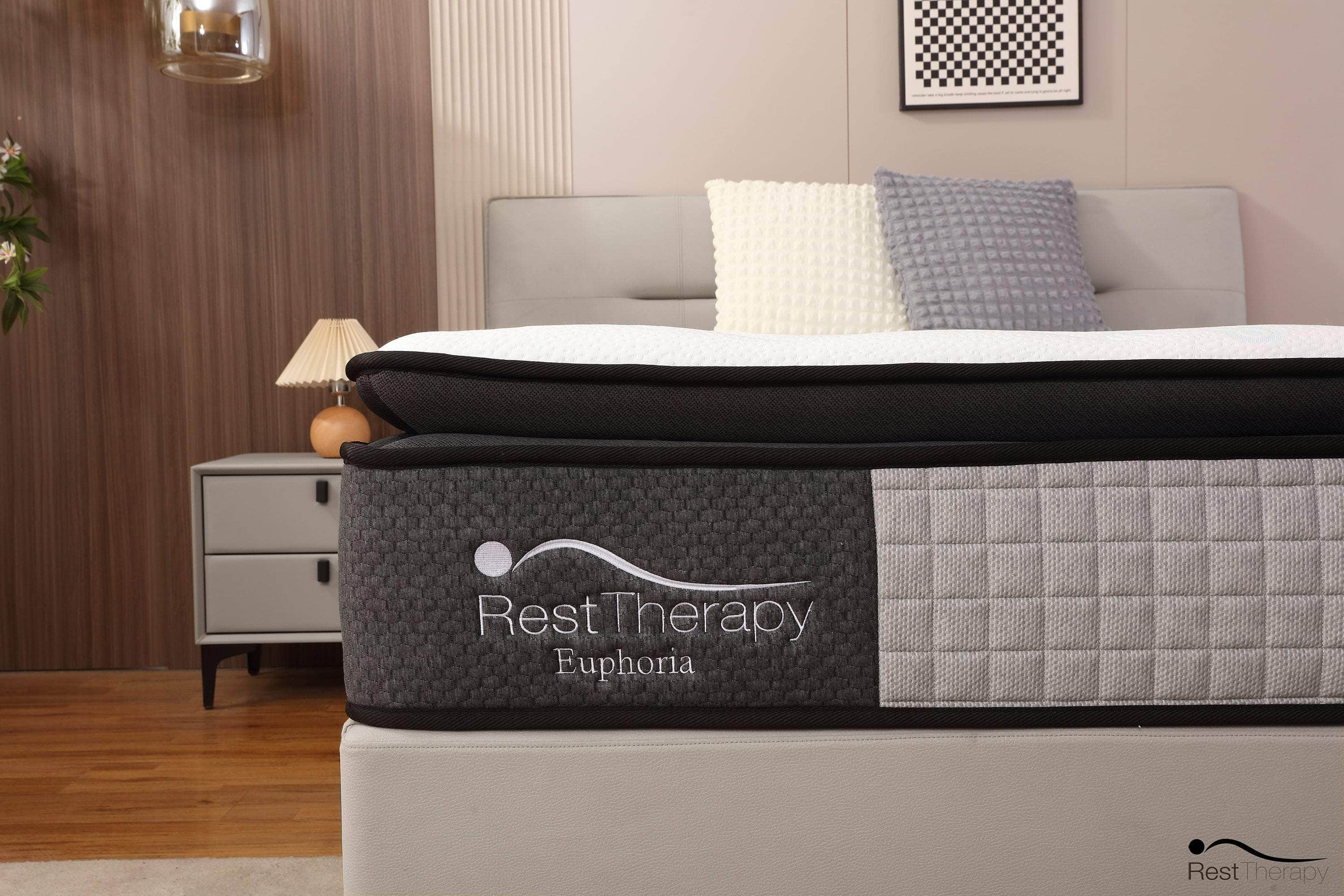 Rest Therapy Mattress 14 Inch Euphoria Cooling Pillow Top Plush Hybrid Pocket Coil Mattress with Cool Gel Memory Foam - Available in 2 Sizes