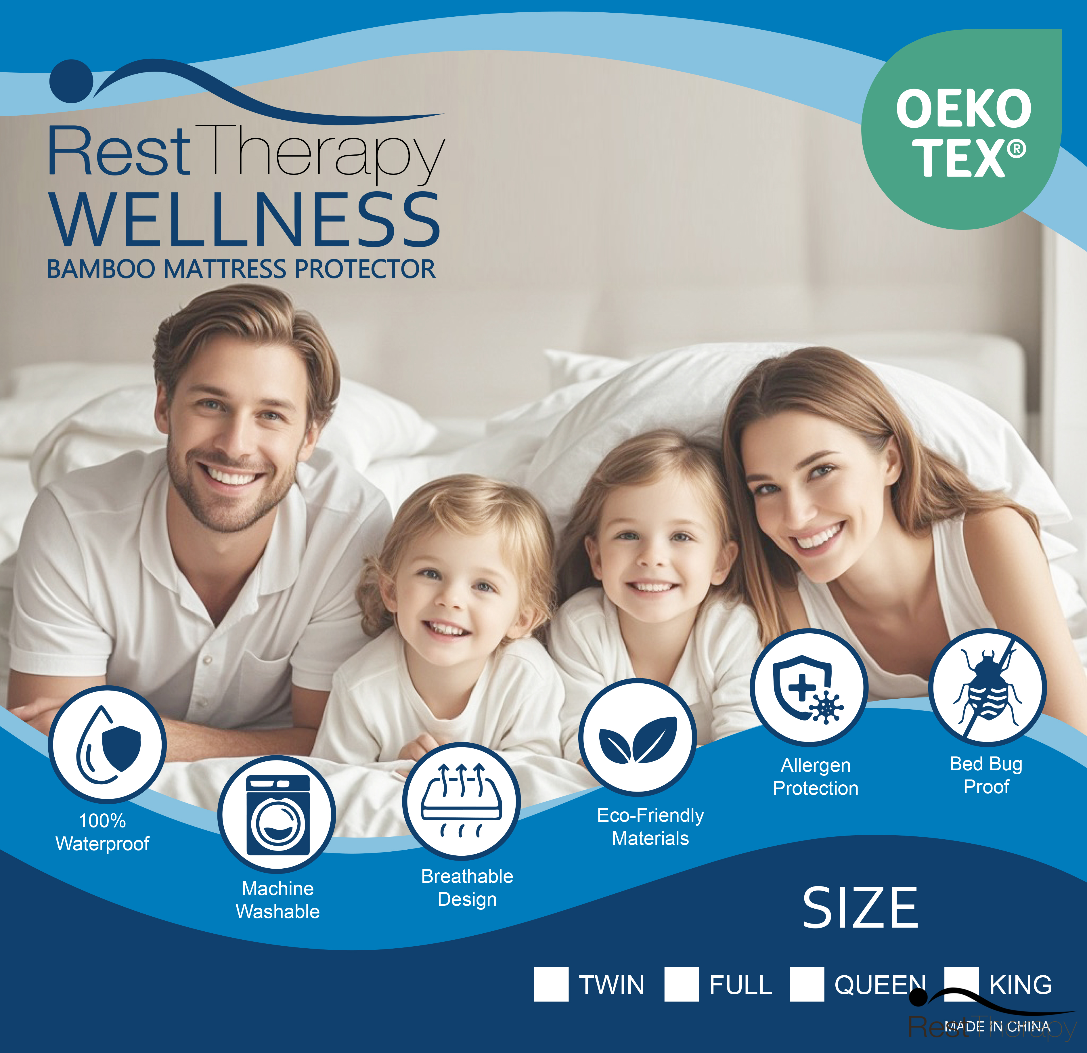 Wellness Bamboo Mattress Protector - Available in 4 Sizes