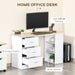 Aosom Homcom Computer Writing Desk Study Table Student Workstation W/ 3 Shelf & 3 Storage Drawers Home office Furnitur in White