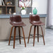 Aosom Homcom Bar Height Bar Stools Set of 2, Mid-Back Bar Chairs with Pu Leather Upholstery and Solid Wood Legs For Kitche in Brown