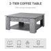 Aosom Homcom 2 Tier Simple Modern Coffee Table Bottom Shelf Living Room in Wood Grain