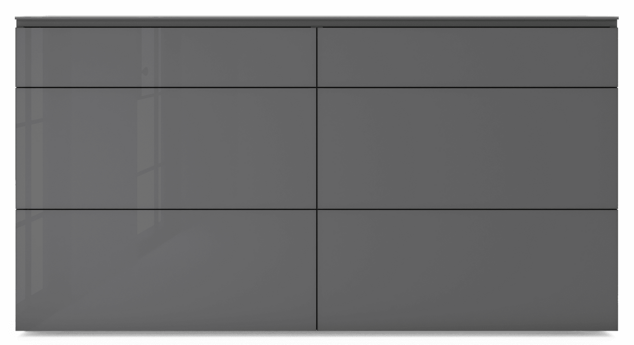 Modloft Bedford Dresser in Dark Gull Grey Glass