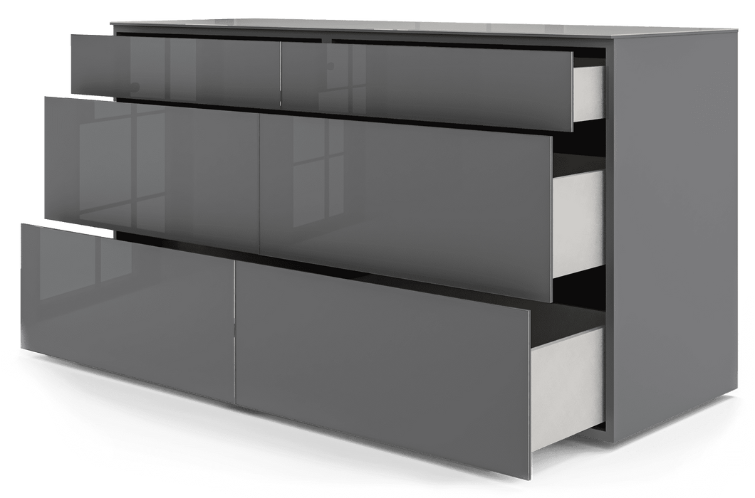 Modloft Bedford Dresser in Dark Gull Grey Glass