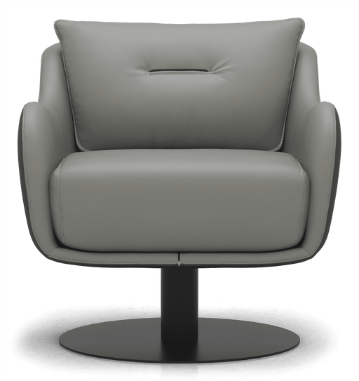 Modloft Platt Lounge Chair Warm Grey and Graphite Leathers