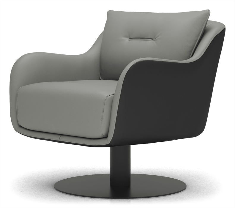 Modloft Platt Lounge Chair Warm Grey and Graphite Leathers