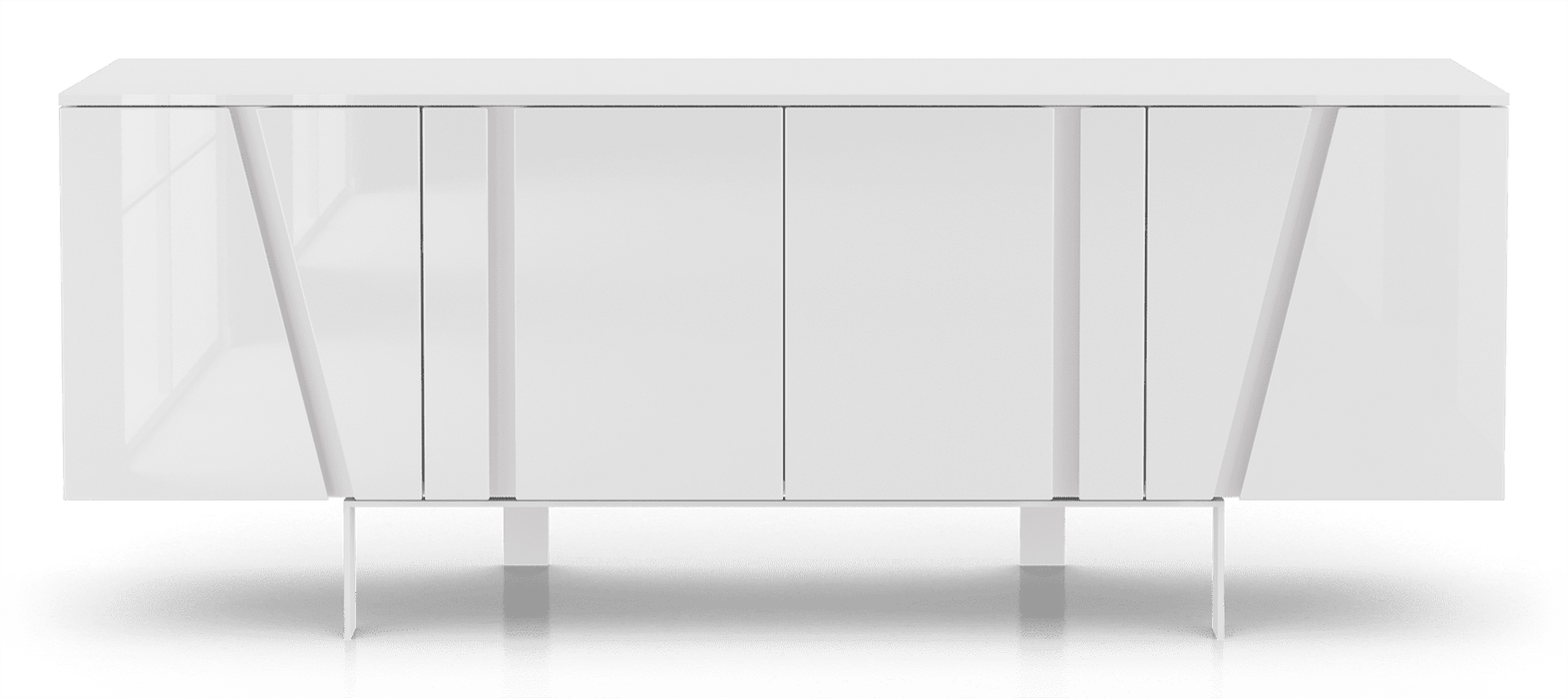 Modloft b in Body in Glossy White, Accent (Recessed Handles) in Matteee White, Interior in Matteee Steeple Grey, Legs in White Steel