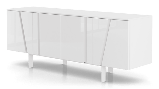 Modloft b in Body in Glossy White, Accent (Recessed Handles) in Matteee White, Interior in Matteee Steeple Grey, Legs in White Steel