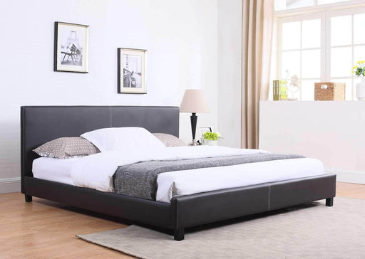 True Contemporary Bed Mirabel Espresso Faux Leather Platform Bed with Mattress - Available in 3 Sizes