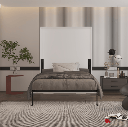 True Contemporary Murphy Wall Bed Wallie White Vertical Murphy Wall Pull Down Bed - Available in 3 Sizes