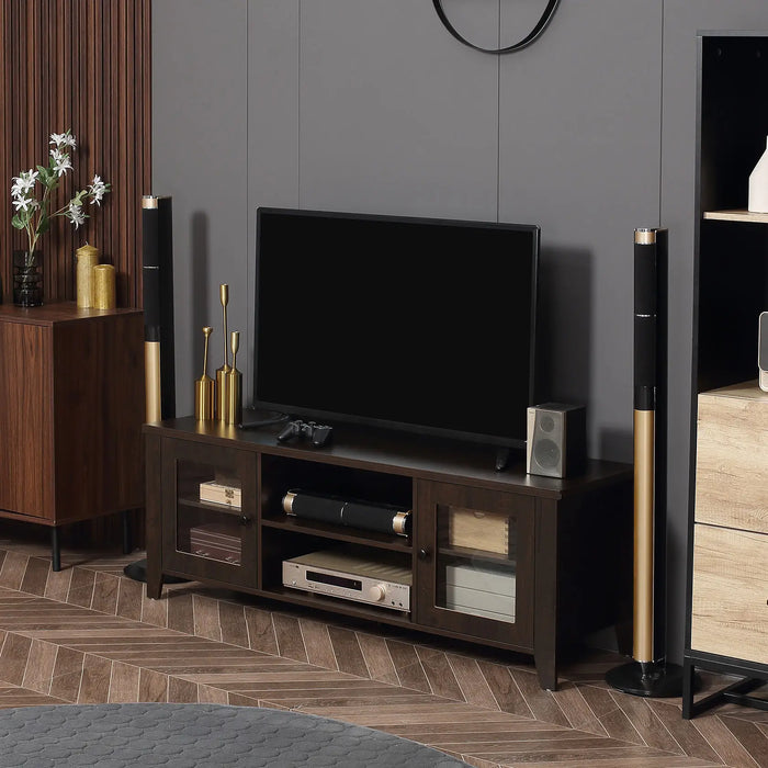 Aosom Homcom Fireplace Tv Stand For Tvs Up To 60 inches, Wood Tv Cabinet W/ Storage Doors Or Living Room, offic in Coffee