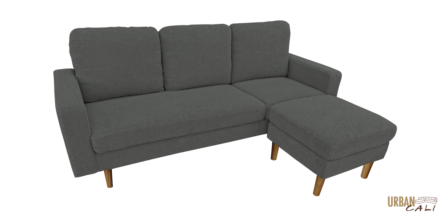 Hillsborough 76" Wide Boucle Sectional Sofa with Reversible Chaise - Available in 3 Colours