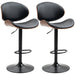 Aosom Homcom Bar Stools Set of 2, Modern Pu Leather Adjustable Swivel Barstools with Curved Back, Footrest and Steel Base in Black