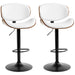 Aosom Homcom Bar Stools Set of 2, Modern Pu Leather Adjustable Swivel Barstools with Curved Back, Footrest and Steel Bas in White