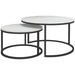 Aosom Homcom Modern Coffee Table Set of 2, Nesting Side Tables W/ Metal Base For Living Room Bedroom offic in White