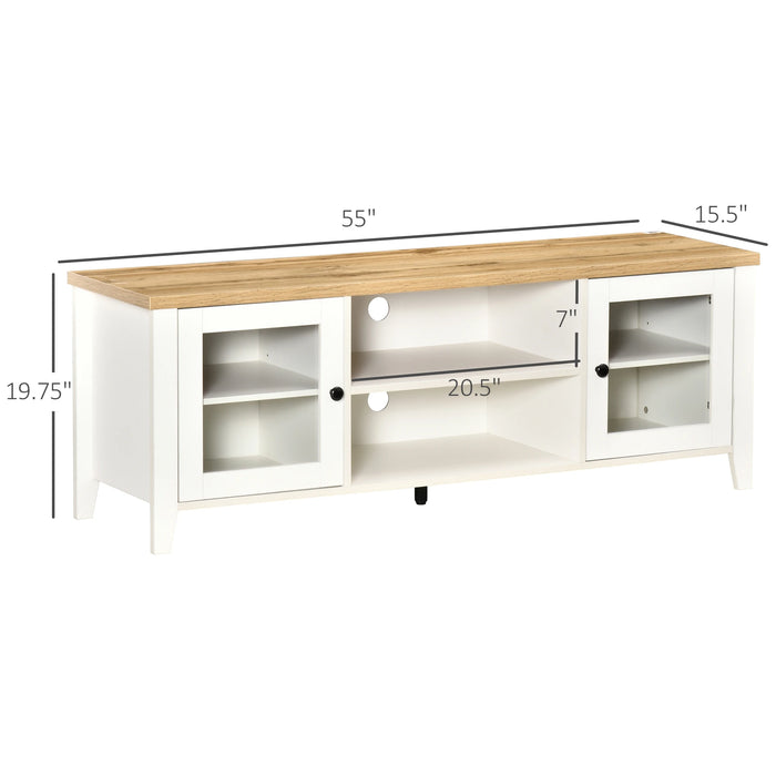 Aosom Homcom Fireplace Tv Stand For Tvs Up To 60 inches, Wood Tv Cabinet W/ Storage Doors Or Living Room, offic in White