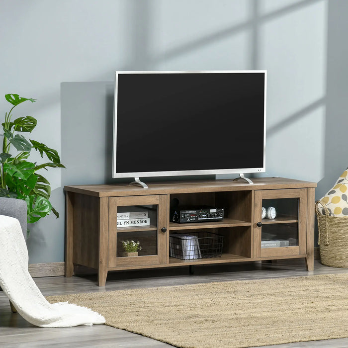 Aosom Homcom Fireplace Tv Stand For Tvs Up To 60 inches, Wood Tv Cabinet W/ Storage Doors Or Living Room, office in Brown Wood Grain