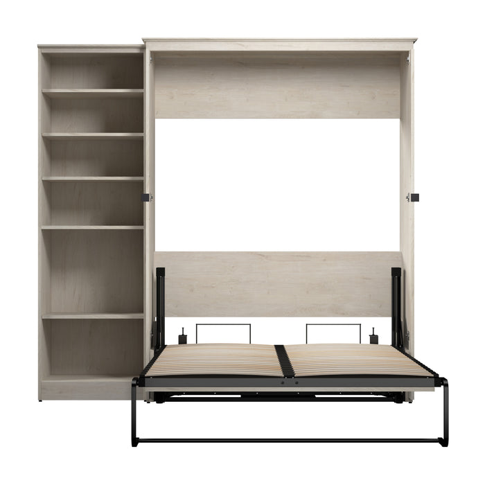 Modubox Key West 87W Full Murphy Bed with Closet Organizer (88W) in Linen White Oak