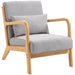 Aosom Homcom Fabric Lounge Chair, Velvet Armchair, Retro Accent Chair with Wood Legs and Thick Padding For Bedroom in Grey