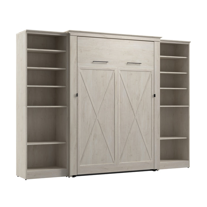 Modubox Key West 111W Full Murphy Bed with Closet Organizers (113W) in Linen White Oak