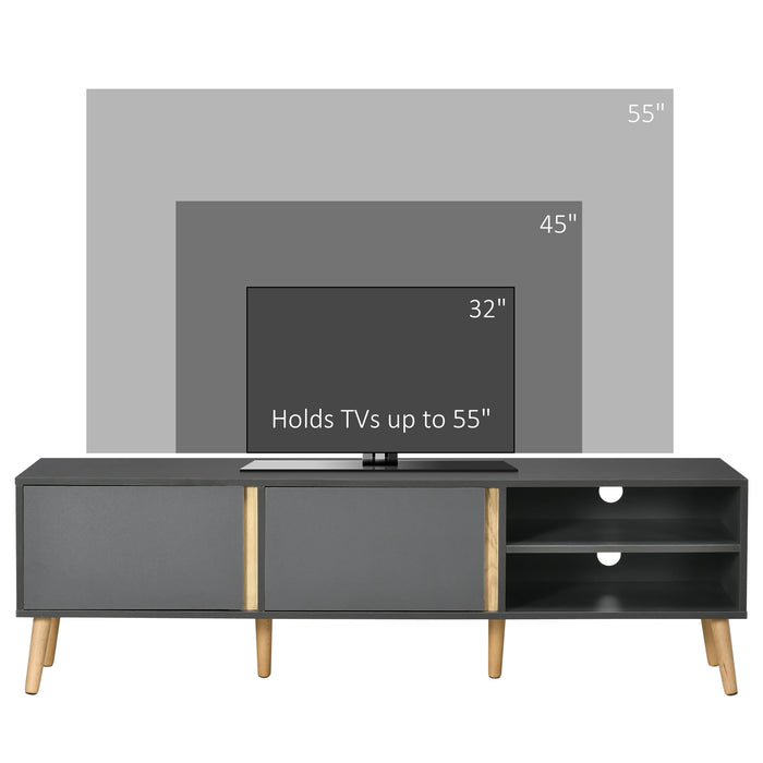 Aosom Homcom Tv Stand For Tvs Up To 55" in Tv Cabinet with Shelves and Cable Holes in Entertainment Unit For Living Room in Dark Grey