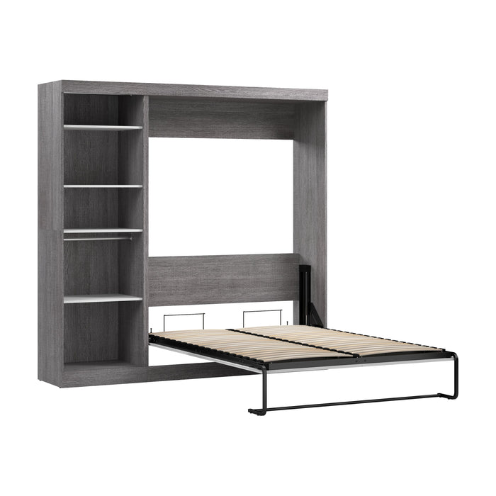 Modubox Nebula Full Murphy Bed with Closet Organizer (84W) in Bark Grey & White