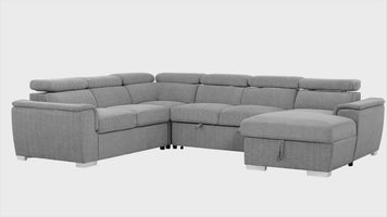 Bel Air Large Modular Sleeper Sectional Sofa Bed with Storage Chaise in Thora Stone