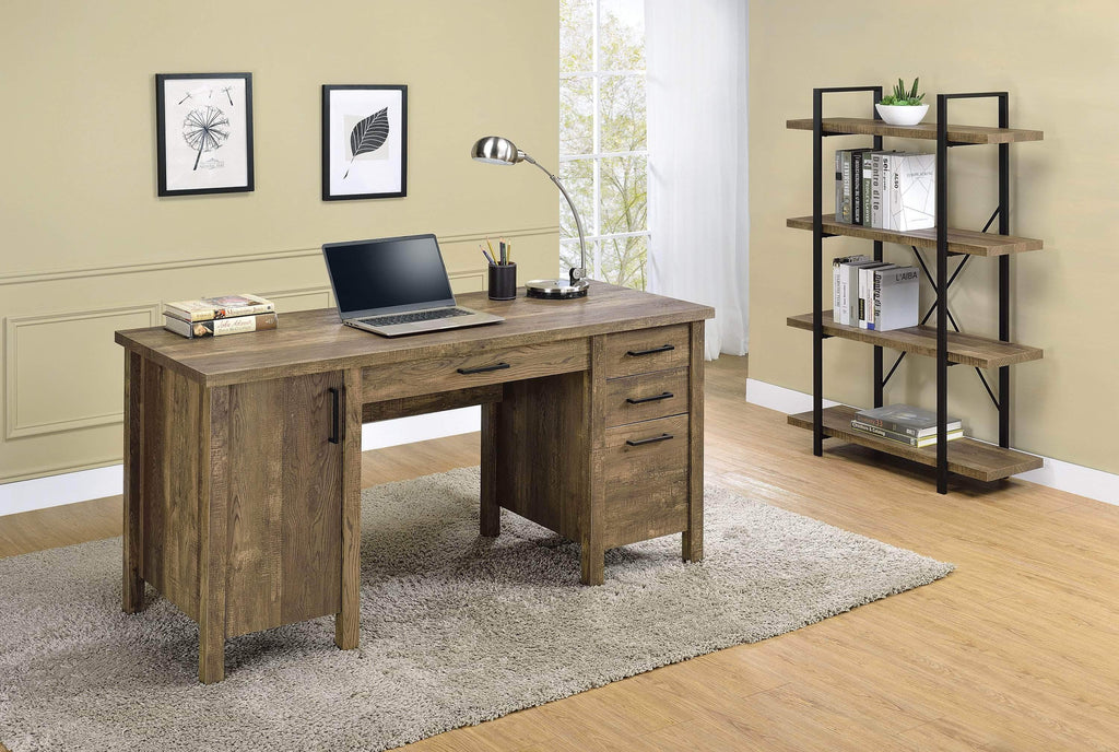 Tolar 4 Drawer Adjustable Shelf Office Desk Rustic Oak