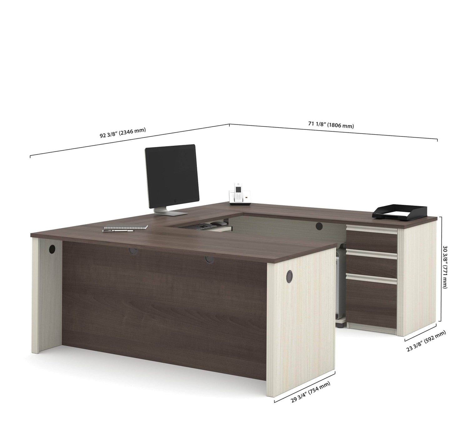 Modubox Prestige+ U-Shaped Executive Desk with Pedestal — Wholesale ...