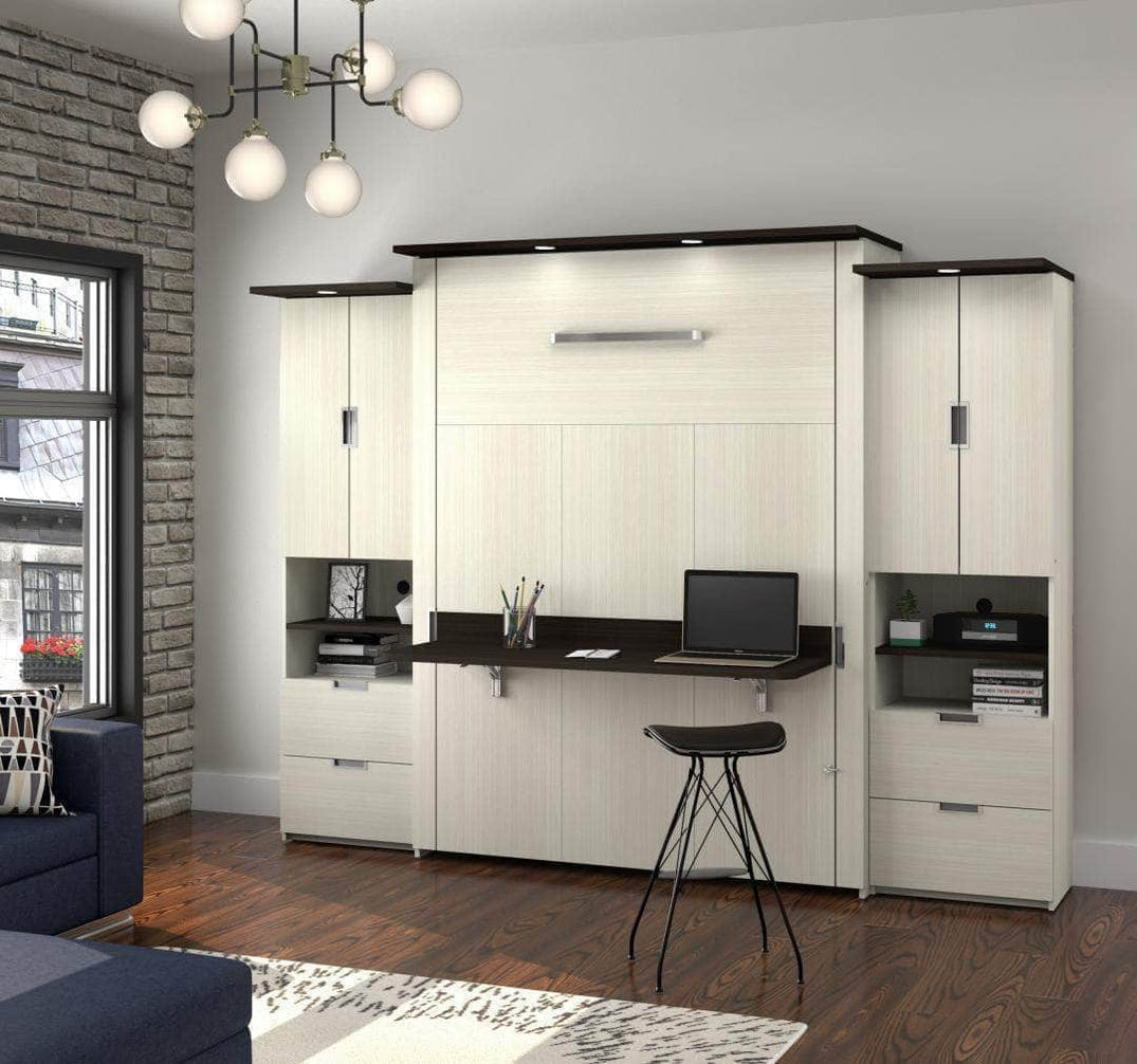 Murphy Beds With Desk Wholesale Furniture Brokers Canada   Modubox Murphy Wall Bed Lumina Queen Murphy Bed With Desk And 2 Storage Units In White Chocolate 29011184943166 1075x1008 