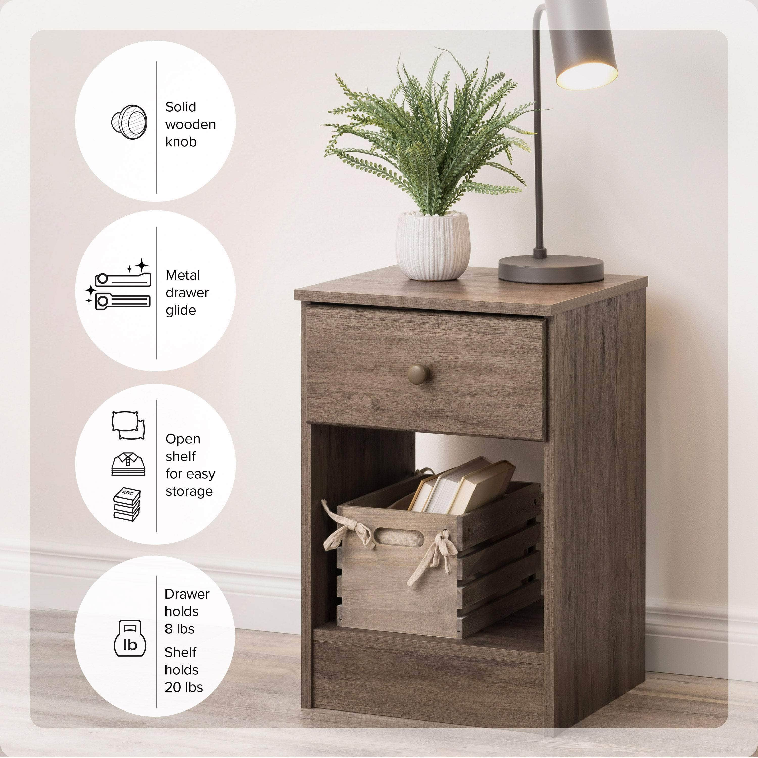 Modubox Nightstand Astrid Tall 1-Drawer Nightstand - Multiple Options Available