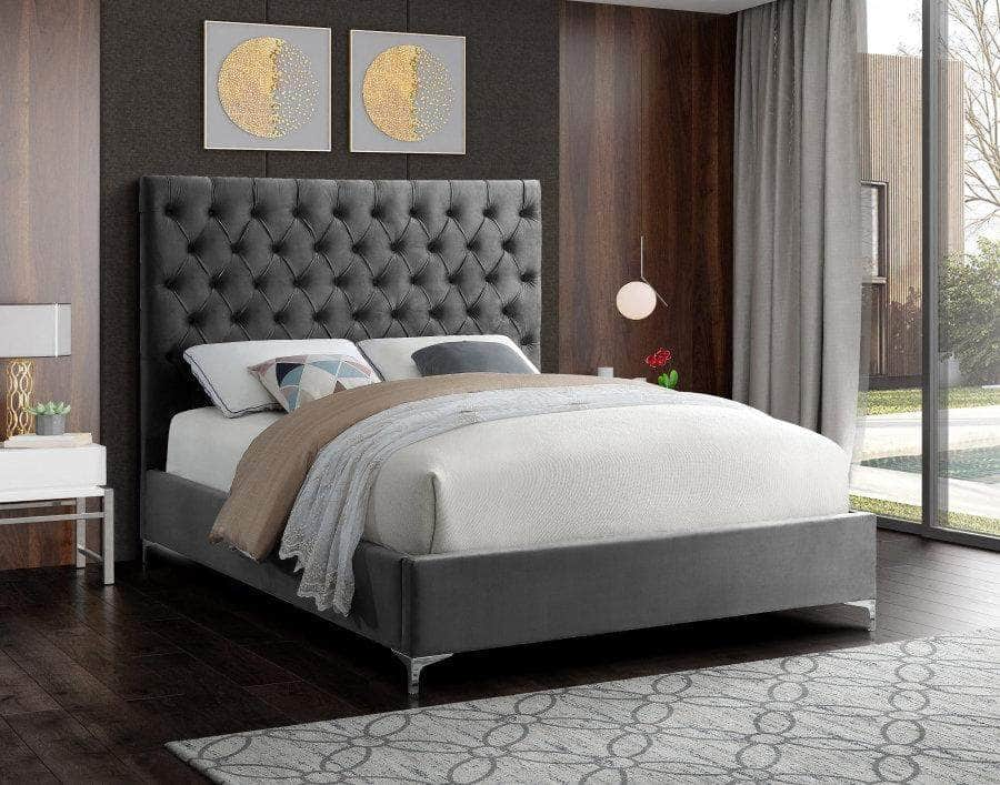 True Contemporary Oakville Velvet Button Tufted Platform Bed