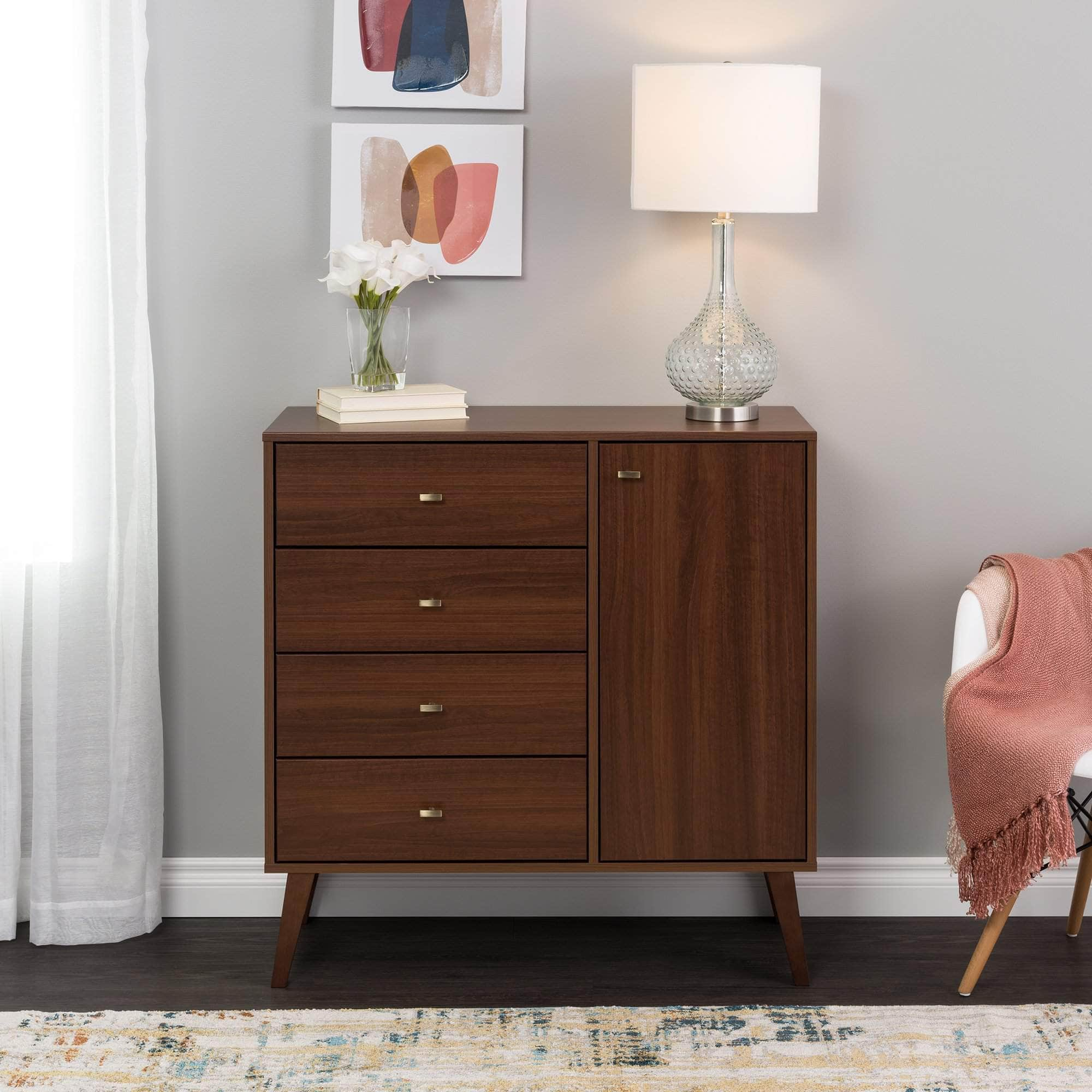 Pending - Review Drawer Chest Milo MCM 4 Drawer Chest with Door - Available in 4 Colours