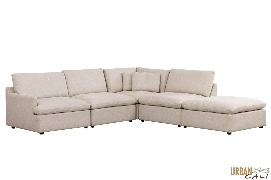 L-shaped Sectional Corner Sofa with Ottoman - Beige – Betel Canada