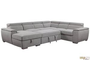 Urban Cali Sectional Bel Air Large Modular Sleeper Sectional Sofa Bed with Storage Chaise in Thora Stone