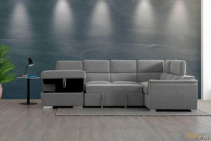 Urban Cali Sectional Bel Air Large Modular Sleeper Sectional Sofa Bed with Storage Chaise in Thora Stone