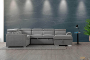 Urban Cali Sectional Bel Air Large Modular Sleeper Sectional Sofa Bed with Storage Chaise in Thora Stone