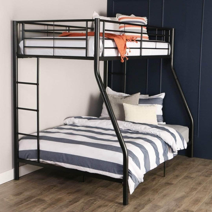 Walker Edison Premium Metal Twin Over Full Bunk Bed In Black 